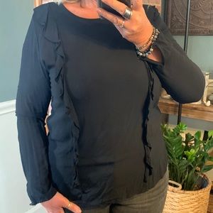 Black Front Ruffled Blouse